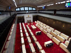 The temporary Senate Chamber at the Senate of Canada Building, formerly the Government Conference Centre, is shown in Ottawa on Dec. 13, 2018. (THE CANADIAN PRESS/Justin Tang)
