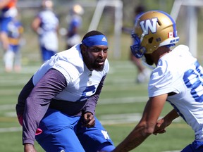 Offensive lineman Jermarcus Hardrick has spent four seasons with the Blue Bombers and understands the long-suffering fan base is eager for a Grey Cup win. (KEVIN KING/WINNIPEG SUN)