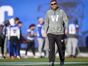 Winnipeg Blue Bombers head coach Mike O'Shea during an outdoor preparation for the 107th Grey Cup in Calgary. (AL CHAREST/Postmedia Network files)