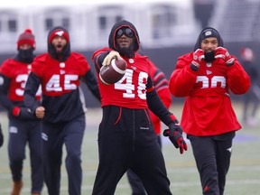 Calgary Stampeders, Wynton McManis during the Stamps practice and press conference before taking on the Winnipeg Blue Bombers in the CFL Semi-Finals at McMahon stadium in Calgary on  Saturday, November 9, 2019. Darren Makowichuk/Postmedia