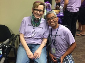 Noel Lapuz and his friend the late Nancy Anderson during a fundraising event in 2017. In celebration of his 50th birthday, Lapuz will run for five hours in the area of The Forks on Saturday, Nov. 16, in support of CancerCare Manitoba Foundation. The event is called Run, Noel! a five-hour run for Cancer.