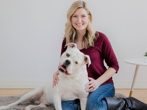 Winnipeg entrepreneur Crystal McPherson and Ty, a six-year-old American Bulldog. Crystal McPherson/Handout