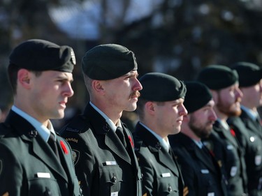 The guard stands by during the Royal Winnipeg Rifles Association Remembrance Day Service at Vimy Memorial Park in Winnipeg on Mon., Nov. 11, 2019. Kevin King/Winnipeg Sun/Postmedia Network