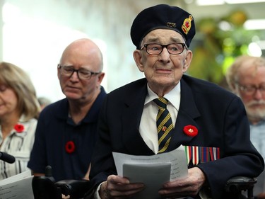 Veteran Edgar Clairmont waits to read during a Remembrance Day service at Deer Lodge Centre in Winnipeg on Mon., Nov. 11, 2019. Kevin King/Winnipeg Sun/Postmedia Network