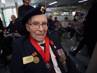 Hong Kong veteran George Peterson is pictured during a Remembrance Day service at Deer Lodge Centre in Winnipeg on Mon., Nov. 11, 2019. Kevin King/Winnipeg Sun/Postmedia Network