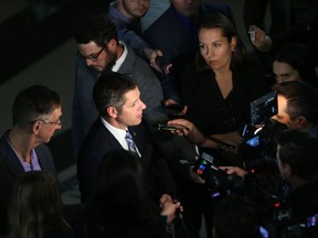 Winnipeg Mayor Brian Bowman speaks to media following the throne speech, at the Legislative Building, in Winnipeg.. Tuesday, November 19/2019 Winnipeg Sun/Chris Procaylo/stf