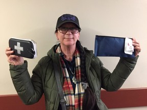 Arlene Last-Kolb, with Overdose Awareness Manitoba is encouraging everyone to get a naloxone kit so they can help a loved one who has overdosed on Wednesday, Dec. 11, 2019. The organization is doing this through their Naloxone Kit Selfie Contest in which people are encouraged to take a selfie with their naloxone kit and send it in to overdoseawarenessmb@gmail.com. Josh Aldrich/Winnipeg Sun/Postmedia