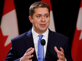 Conservative leader Andrew Scheer speaks at a news conference the day after he lost the federal election to Justin Trudeau in Regina, on Oct. 22, 2019.