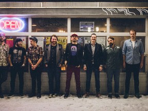 Pie: The Music of Cake is presented Dec. 13-14, 2019 at the Handsome Daughter in Winnipeg. The band, pictured outside the venue, is (from left) Alex Campbell, Yvan Guy Larocque, Michael Jordan, Blake Thomson, Daniel Jordan, James McKee, Eric Lemoine and Brendan Berg. Courtesy BNB Studios