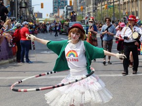 Marchers take part in the 2019 Pride Winnipeg parade, last June.