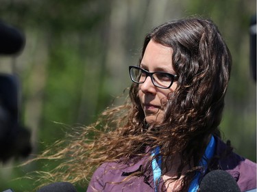 Living Prairie Museum director Sarah Semmler speaks to media at the museum on Ness Avenue in Winnipeg on Mon., June 10, 2019. The city is conducting a pilot program aimed at testing the feasibility of grazing sheep as a means of vegetation management. Kevin King/Winnipeg Sun/Postmedia Network ORG XMIT: POS1906102015070046