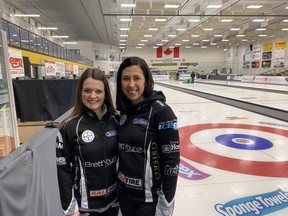 Tracy Fleury (left) has added Olympic gold medallist and two-time world champion Jill Officer (right) as her team’s coach for the Manitoba Scotties Tournament of Hearts at the Riverdale Community Centre in Rivers. (TED WYMAN/WINNIPEG SUN)