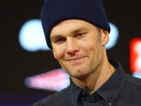 Patriots QB Tom Brady addresses the media during a press conference following the Patriots' 20-13 loss to the Titans in the AFC Wild Card Playoff game at Gillette Stadium in Foxborough, Mass., on on Jan. 4, 2020.