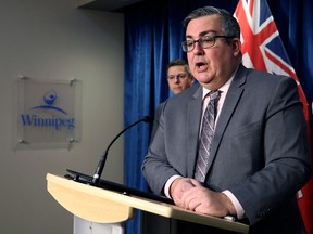 Michael Jack, the city's chief corporate services officer, addresses media on a lawsuit related to Winnipeg Police Service headquarters at City Hall in Winnipeg on Mon., Jan. 6, 2020. Kevin King/Winnipeg Sun/Postmedia Network