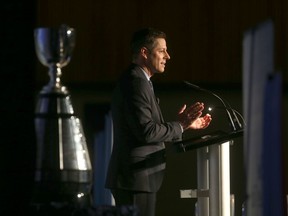 Winnipeg Mayor Brian Bowman made his state of the city speech Friday in Winnipeg, sharing the stage with the Grey Cup.