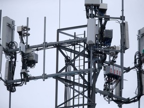 An existing communications tower, in Winnipeg.  Illustrates Global 5G Protest Day.   Saturday, January 25/2020