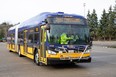 One of the 40 battery-electric buses from Winnipeg-based New Flyer, Inc., being purchased by King County, Washington, Metro to be delivered in 2021 with plans to order 80 more in the coming year – a major milestone in the county’s efforts to improve air quality, reduce carbon and create a zero-emissions bus fleet by 2040. Among those in attendance at the press conference was New Flyer President Chris Stoddart.