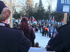 More than 350 people were out protesting the closure of the Dauphin Correctional Centre on Tuesday.