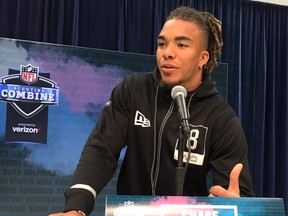 Chase Claypool of Abbotsford, B.C., taken today at the NFL Scouting Combine in Indianapolis. (John Kryk/Postmedia)