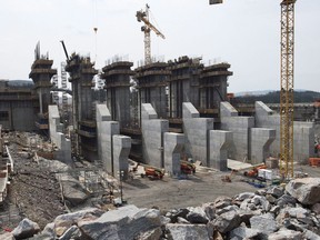 The construction site of the hydroelectric facility at Muskrat Falls, Newfoundland and Labrador is seen on Tuesday, July 14, 2015. Canada seems poised to rack up a rare climate-change win, according to a recent government report submitted to the United Nations.