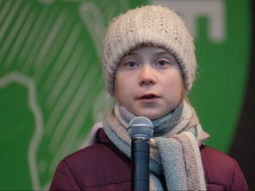 Teenage climate activist Greta Thunberg speaks at a Fridays for Future climate protest on Feb. 21, 2020 in Hamburg, Germany. (Sean Gallup/Getty Images)
