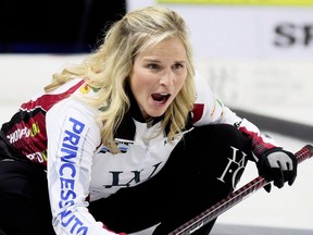Jennifer Jones defeated fellow Manitoba skip Tracy Fleury in the wild card game to earn the last spot at the Scotties Tournament of Hearts in Moose Jaw, Sask., on Friday, Feb. 14, 2020.
