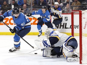 The Winnipeg Jets are 0-for-11 on the power play their past three games. They play the St. Louis Blues on Thursday night. (James Carey Lauder/USA TODAY Sports)
