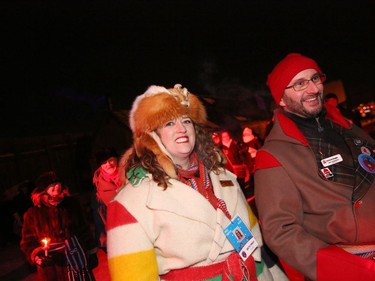 Participants in Torch Light Walk celebrating the opening of Festival du Voyageur in Winnipeg, Man., on Friday, Feb. 14, 2020. The 51st annual Festival du Voyageur runs from Feb. 14 to 23, 2020.