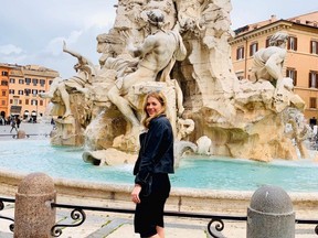 Claire McCarvill, pictured in front of the Fontana del Moro in Rome. Supplied photo.