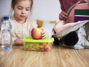 School lunch box with healthy food