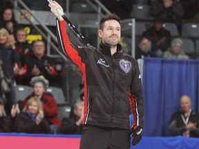 Ontario's John Epping waves to the crowd after losing the tiebreaker game 8-4 against Northern Ontario at the Brier in Kingston, Ont., on Saturday, March 7, 2020.