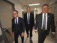 From the left; Health Minister Cameron Friesen, Gerry Price, and Brandon East MLA Len Isleifson. Price made a $500,000 financial contribution to the Children's Hospital's new pediatric cath lab, and spoke to media in Winnipeg. Tuesday.