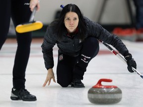 Skip Kerri Einarson gets in some practice with her team at the Fort Rouge Curling Club in Winnipeg earlier this month ahead of the women's world curling championship in Prince George, B.C. Einarson was two days away from living a curling dream by playing in the world women’s championship and wearing the Maple Leaf on home soil, only to find out on arrival that the event was cancelled.