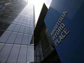 Manitoba Hydro Place in Winnipeg. Manitoba Hydro is shooting down the framing of leaked documents by the NDP from the Crown corporation that ratepayers are on a collision course for a repeat of the energy disaster in the Texas.