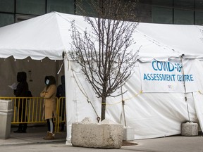 A COVID-19 Assessment Centre at Women's College Hospital in downtown Toronto on Thursday, April 16, 2020.