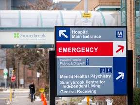 A directions sign is seen at Sunnybrook Hospital in Toronto, Ontario, Canada January 26, 2020.