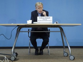 Bruce Aylward, Team Lead WHO-China joint mission on COVID-19, speaks to the media about the COVID-19 after returning from China, during a press conference, at the World Health Organization headquarters in Geneva, Switzerland, Tuesday, Feb. 25, 2020.