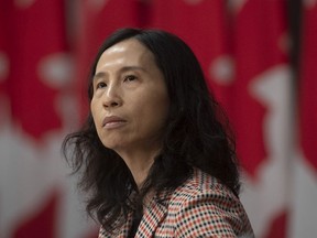 Chief Public Health Officer Theresa Tam responds to a question during a news conference in Ottawa, Monday April 13, 2020.