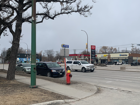 A mobile photo radar unit sits on Portage Avenue near St. James Collegiate on Monday, April 13, 2020.