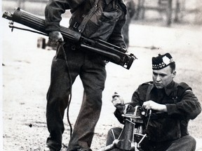 A machine gun crew of the Toronto Scottish setting a Vickers Medium Machine Gun for firing. (SUPPLIED PHOTO)