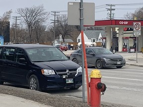 A mobile photo radar unit sits on Portage Avenue near St. James Collegiate in Winnipeg on Monday, April 13, 2020.