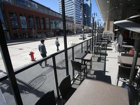 Restaurant patios will soon be open in Manitoba, this one is on Portage Avenue, in Winnipeg on Wednesday April 29, 2020. Chris Procaylo/Winnipeg Sun