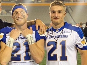 Nick (left) and Noah Hallett. The Winnipeg Blue Bombers made Noah Hallett their first pick (18th overall) in the CFL draft on Thursday, Apil 30, 2020, a year after taking his older brother Nick in the seventh round.