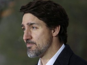 In this file photo taken March 29, 2020, Prime Minister Justin Trudeau speaks during a news conference on the COVID-19 situation from his residence in Ottawa.