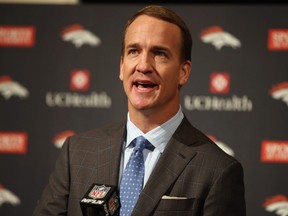 Quarterback Peyton Manning addresses the media as he announces his retirement from the NFL on March 7, 2016.