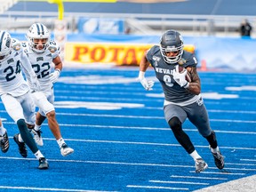 Receiver Brendan O'Leary-Orange plays in a University of Nevada game against Ohio. O'Leary-Orange was drafted 37th overall by the Winnipeg Blue Bombers in the 2020 CFL draft on Thursday.