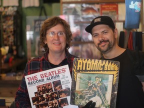 (Left to right) Michele Arcand and Brent Jackson of Urban Waves and Old Gold Vintage Vinyl in Winnipeg's Osborne Village are hoping for a busy summer as COVID-19 restrictions begin to lift.
