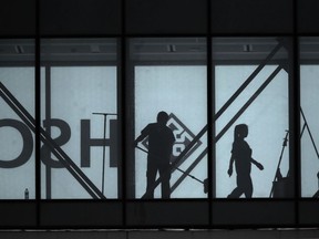 Clean up is non stop at Health Sciences Centre, in Winnipeg.  Staff clean an overhead walkway on Tuesday, May 12, 2020. Chris Procaylo/Winnipeg Sun