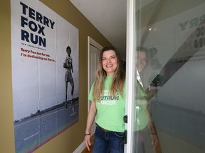 Kim Walker, who organizes the Terry Fox Run in Winnipeg, poses for a photograph on Tuesday. This year's run, which coincides with the 40th anniversary of the Marathon of Hope, will be of the virtual variety due to COVID-19 concerns.
