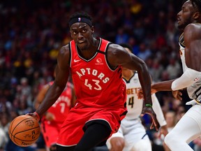 Toronto Raptors forward Pascal Siakam drives to the basket during a game earlier this season.